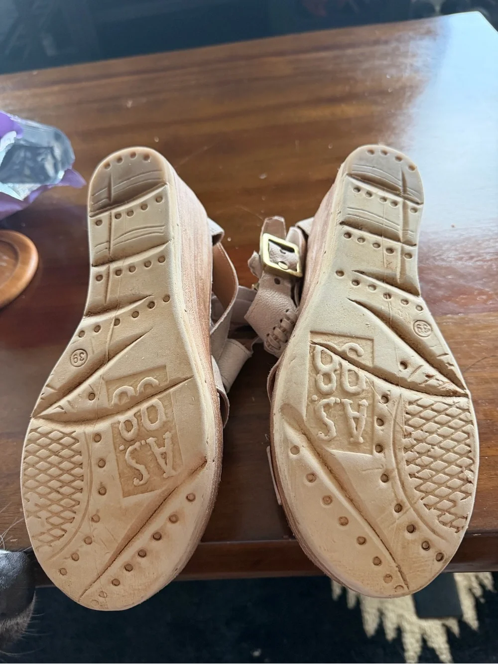 A.S.98 Neutral Light Beige Crisscross Wedge Sandals